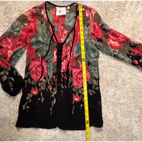Anthropologie One Fine Day Sheer Floral Blouse Sz XS Button Front Romantic Boho - Picture 15 of 16